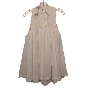Free People Ivory Boho Sleeveless Ruffle Tunic Top | Size Small